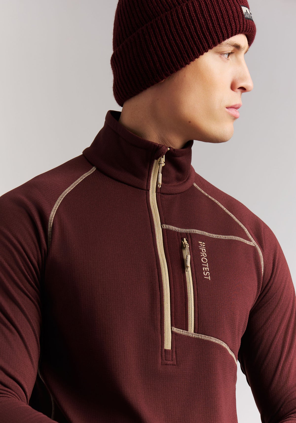 PROTEST PRTRekody Midlayers 1/4 Zip | Pecan Red