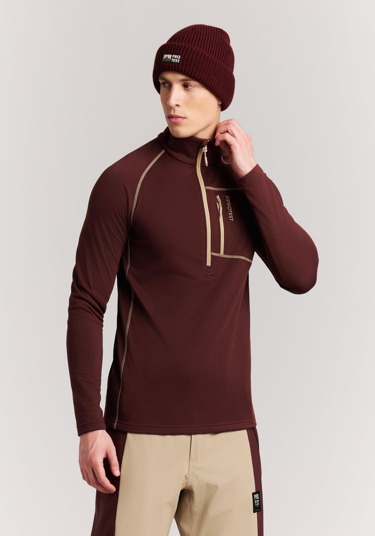 PROTEST PRTRekody Midlayers 1/4 Zip | Pecan Red