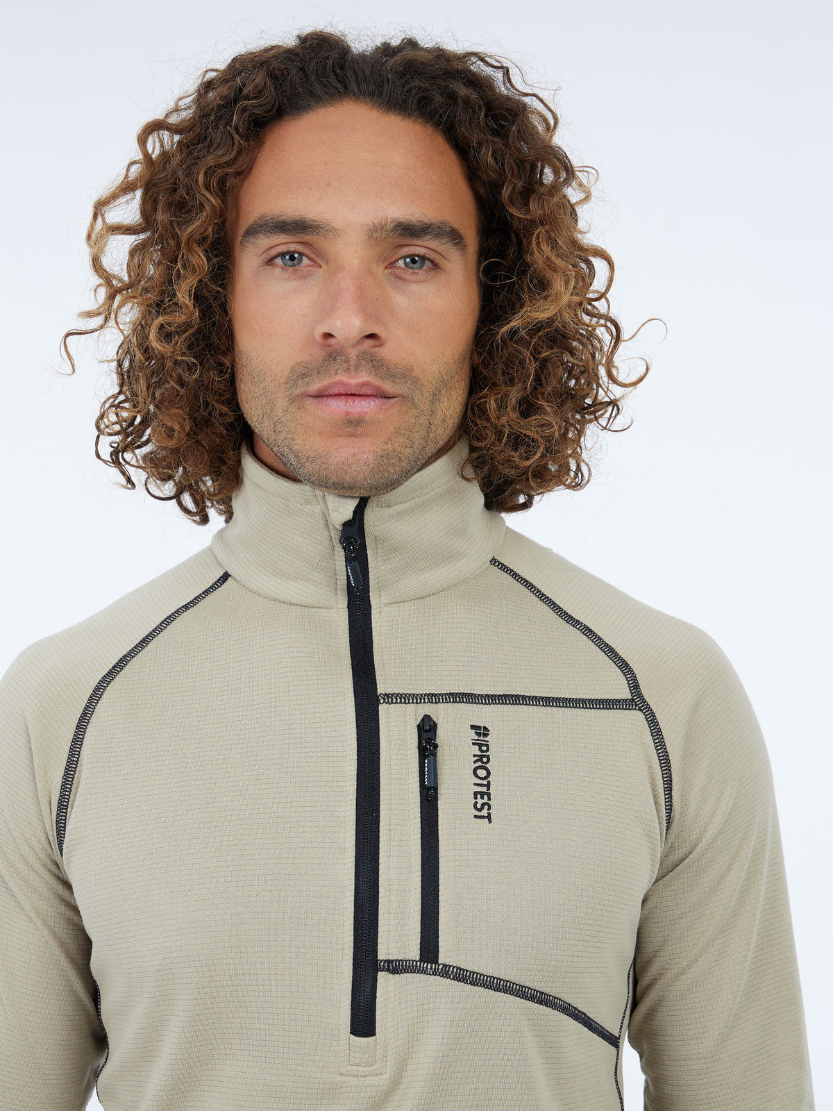 PROTEST PRTRekody 1/4 Zip Active Top | BambooBeige