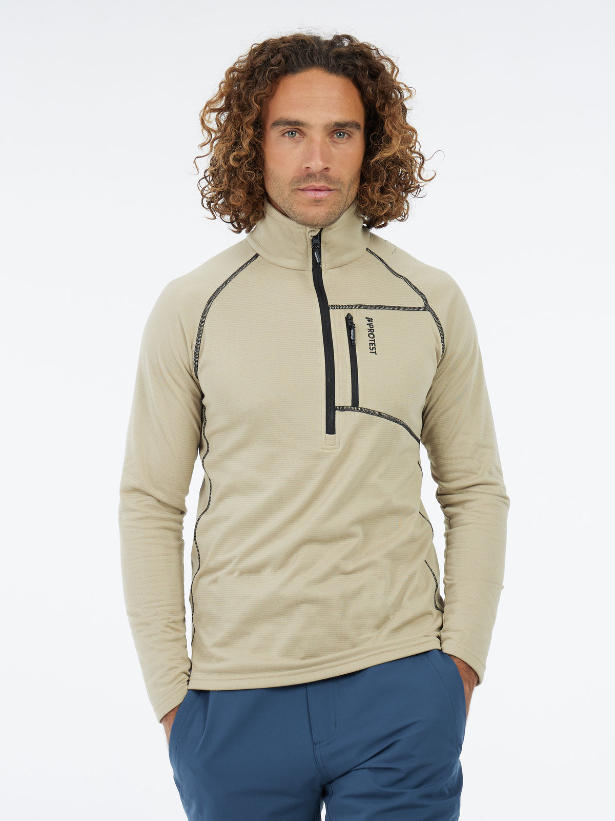 PROTEST PRTRekody 1/4 Zip Active Top | BambooBeige