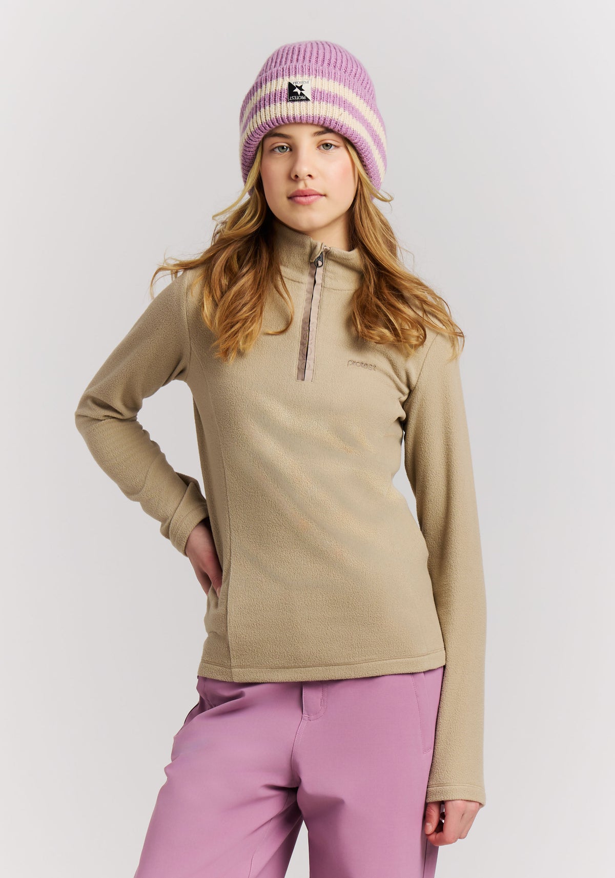 PROTEST Remutey JR Midlayers 1/4 Zip | BambooBeige