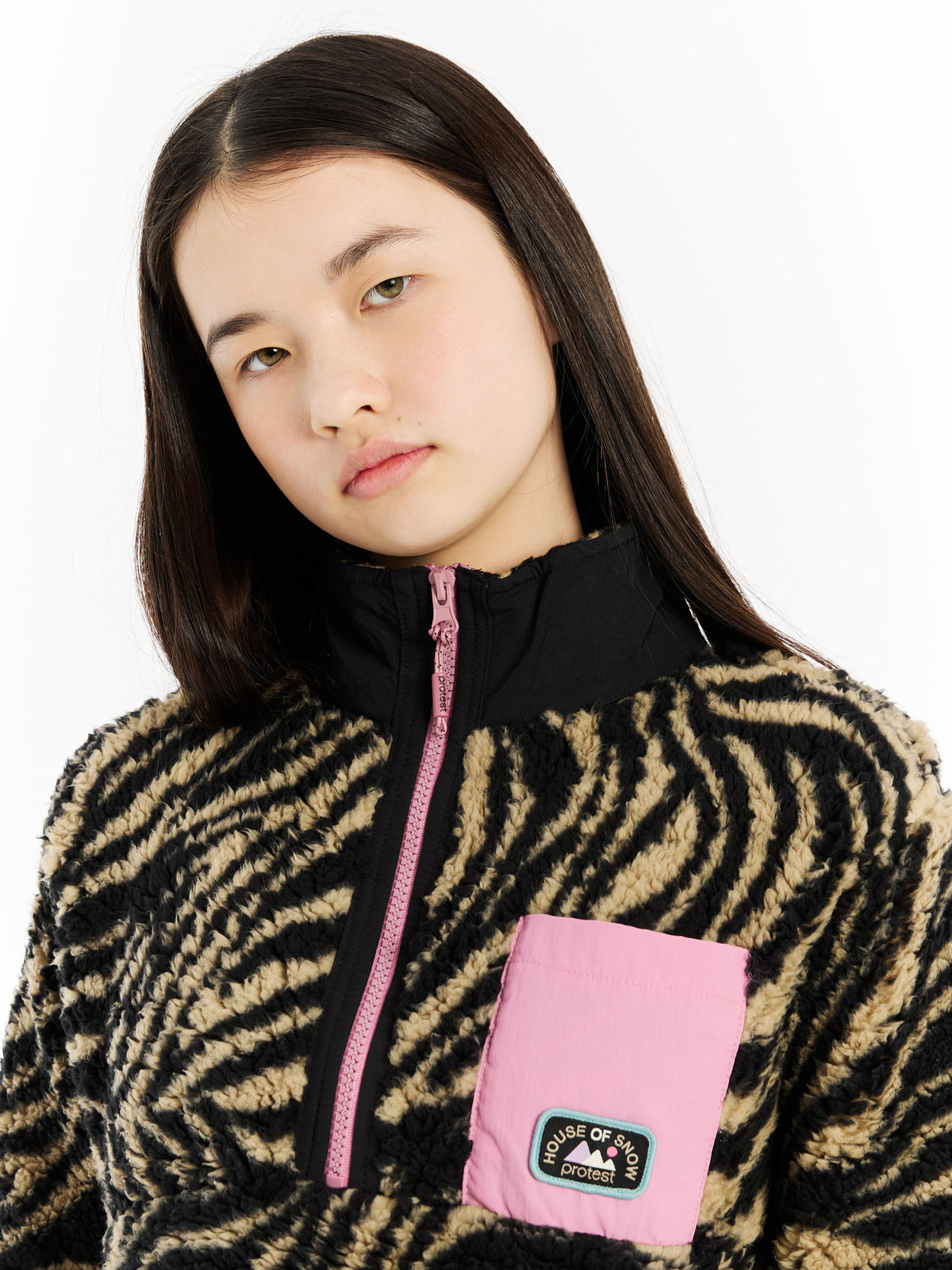 PROTEST PRTDenica JR 1/4 Zip Active Top | BambooBeige