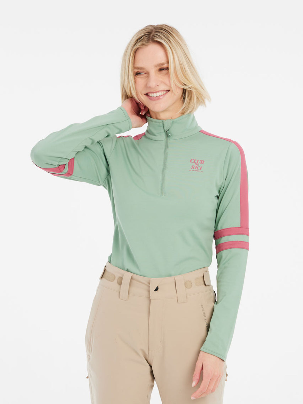 PROTEST PRTPRUE 1/4 zip active to | Green Baygreen