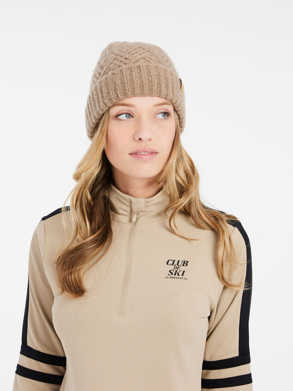 PROTEST PRTPRUE 1/4 zip active to | BambooBeige