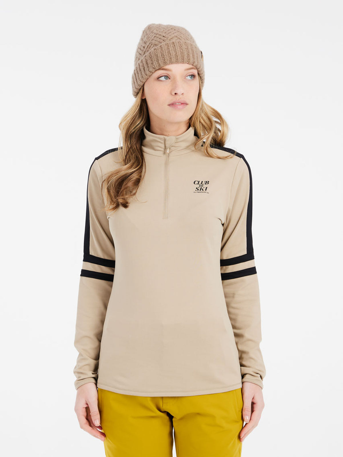 PROTEST PRTPRUE 1/4 zip active to | BambooBeige