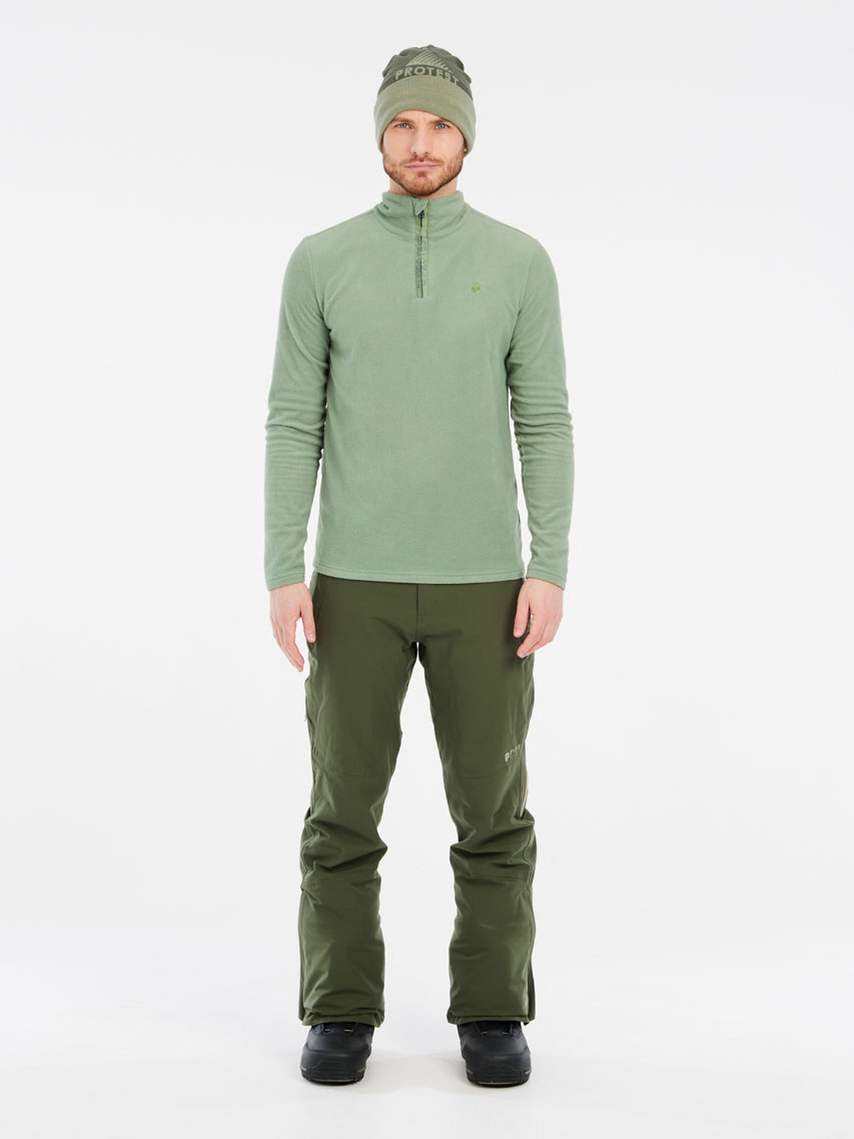 PROTEST PERFECTO 1/4 zip top | Marl Green