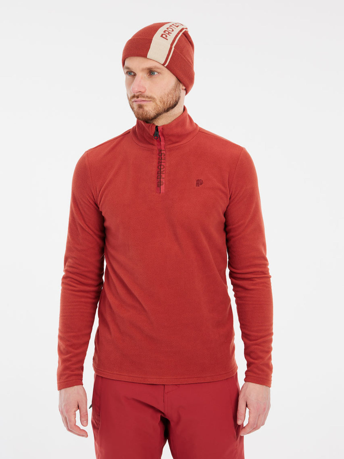 PROTEST PERFECTO 1/4 zip top | Barn Red