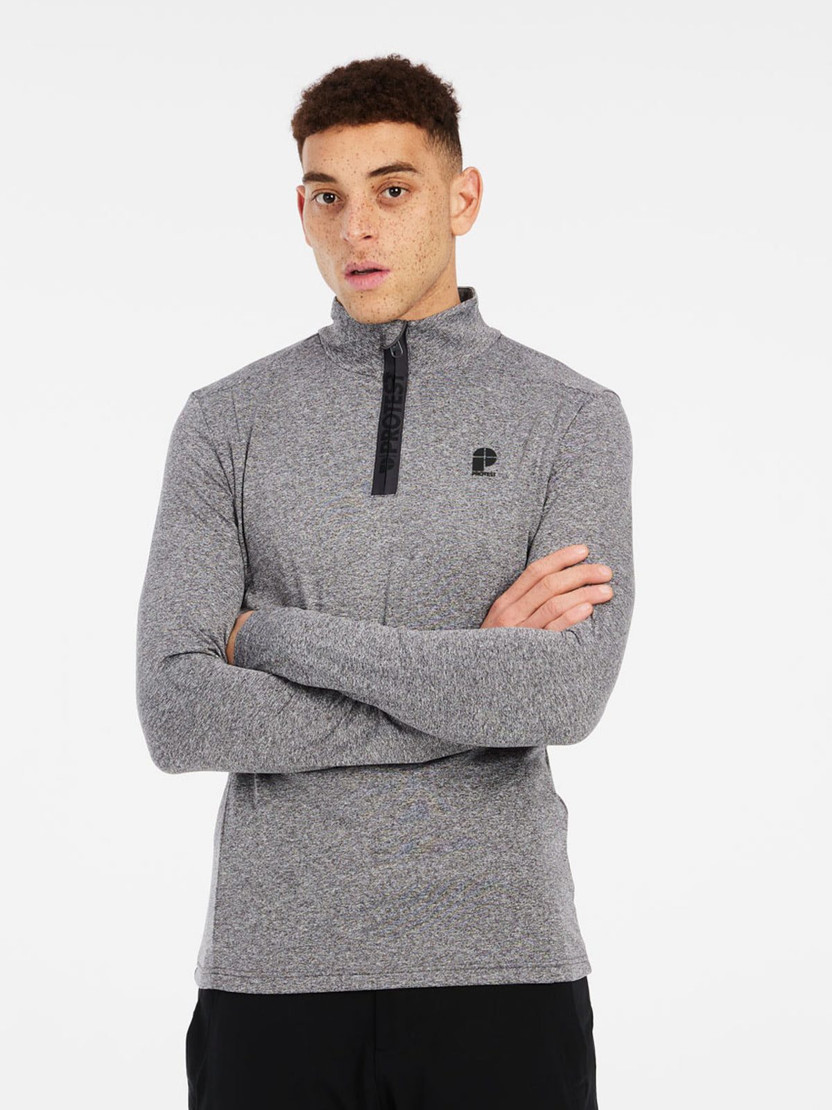 PROTEST WILL 1/4 zip top | Dark Grey Melee