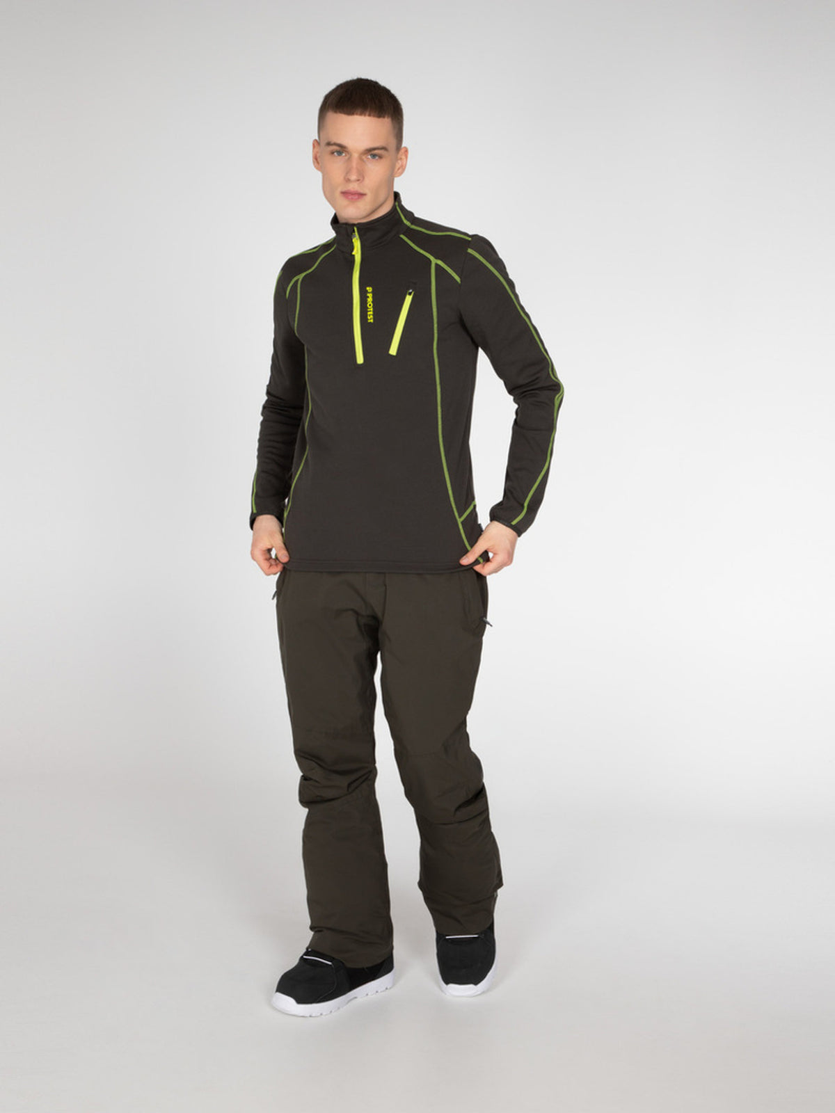 PROTEST HUMANS 1/4 zip top | Lime Rocks