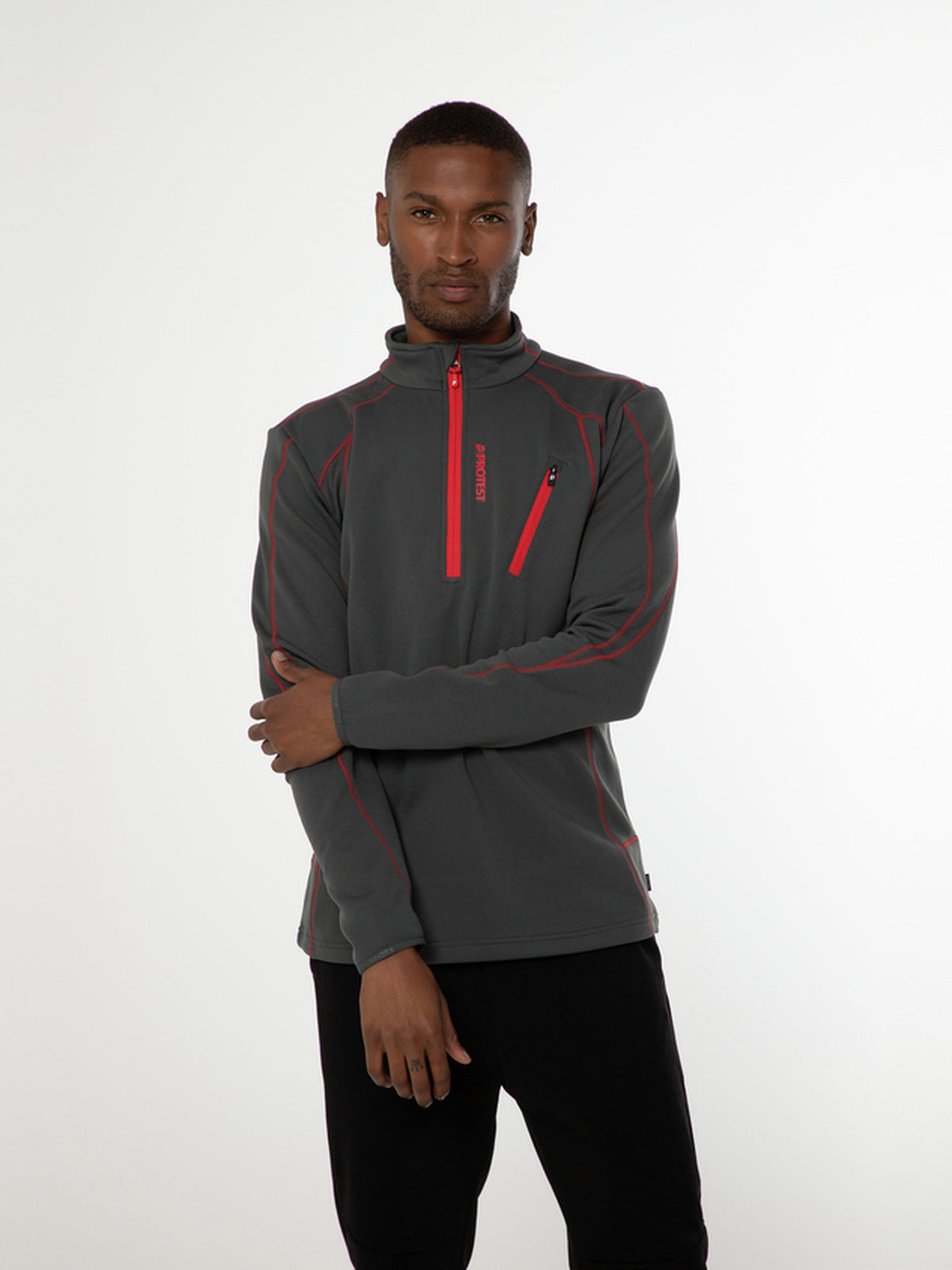 PROTEST HUMANS 1/4 zip top | Huntergreen