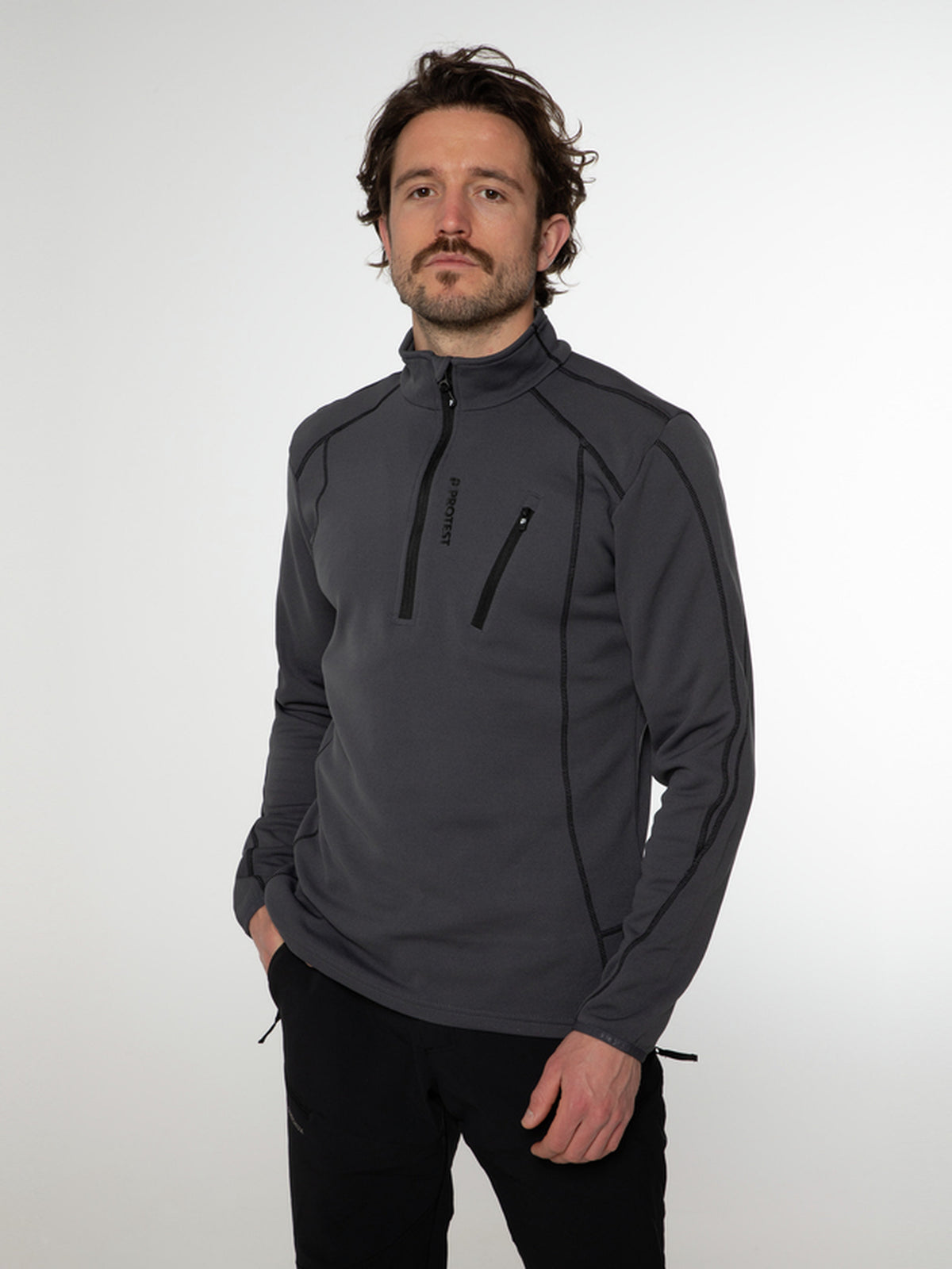 PROTEST HUMANS 1/4 zip top | Asphalt