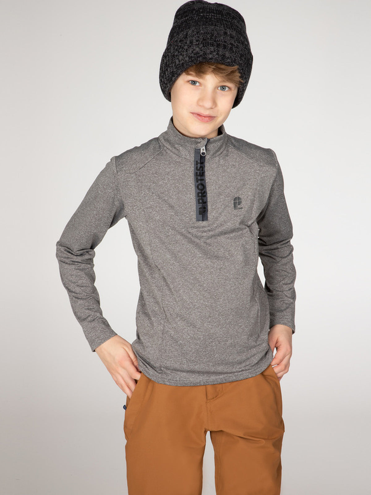 PROTEST WILLOWY JR 1/4 zip top | Dark Grey Melee