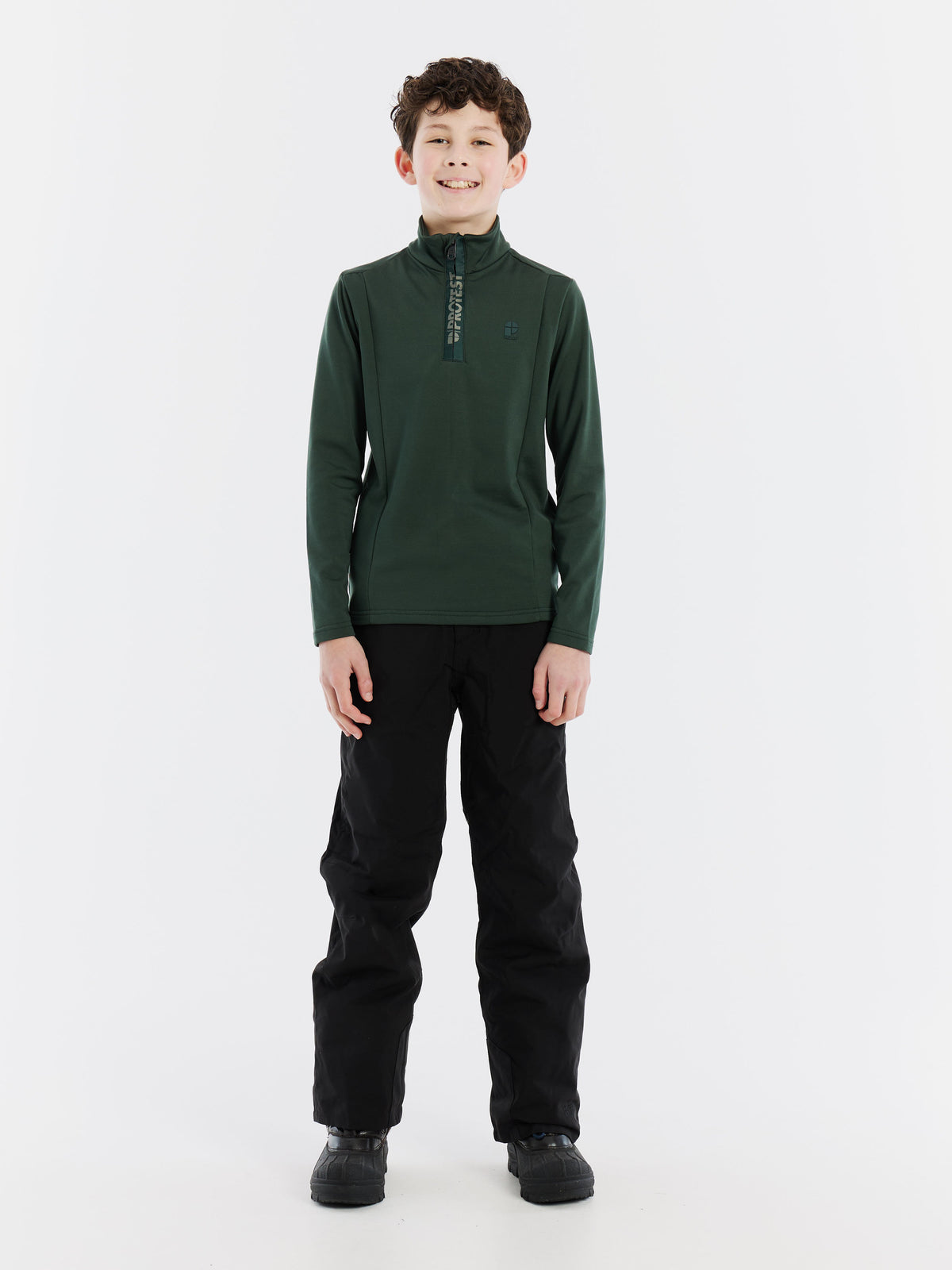 PROTEST REWILLOWY JR 1/4 Zip Active Top | Kale green
