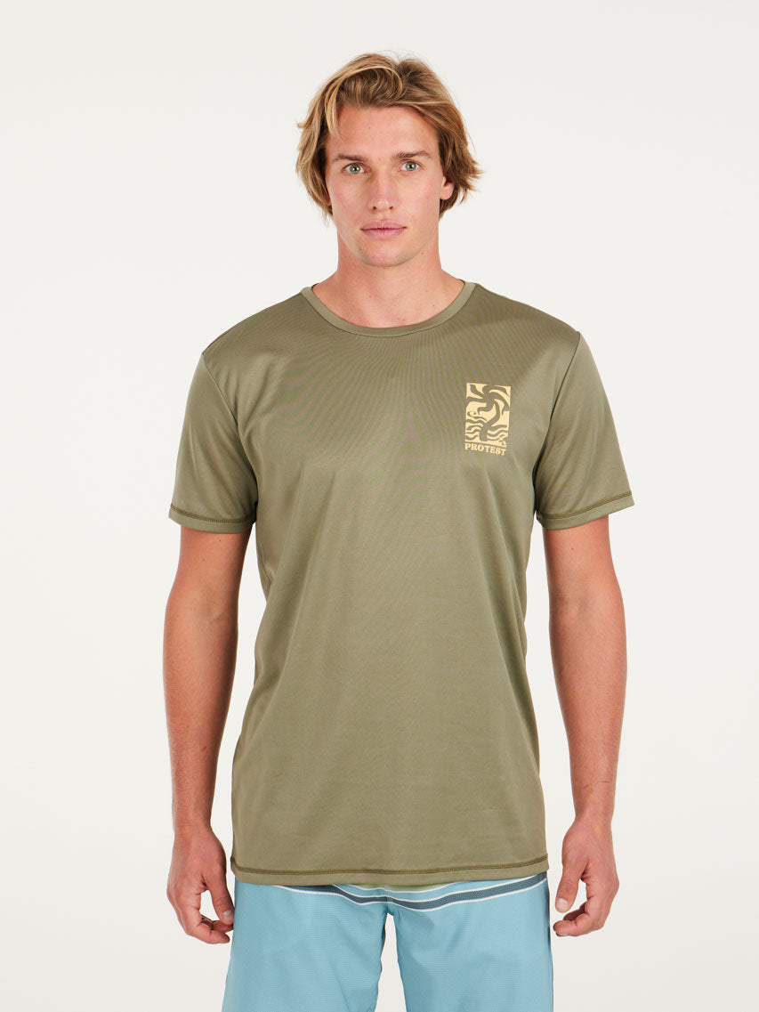 PROTEST PRTFOXY rashguard short s | Artichoke green