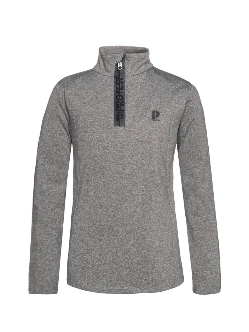 PROTEST WILLOWY JR 1/4 Zip Top | Dark Grey Melee